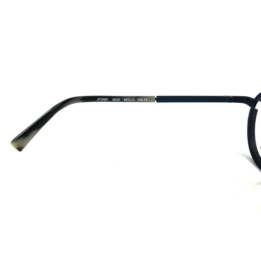 J. F. Rey Eyeglasses Frames JF2980 9520 Brown Wood Navy Blue Round 48-23-144